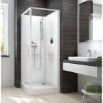 Cabine de douche 80x80 cm izibox 2 - porte pivotante transparente leda