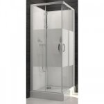 Cabine de douche 90x90 cm izibox 2 - porte coulissante s�rigraphi�e leda