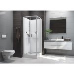 Cabine de douche 80x80 cm izibox 2 - portes battantes transparentes leda
