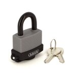 Cadenas � cl� - �tanche - corps et anse gain�s - socle pvc - gris abus