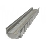 Caniveau pe - pp gris avec grille acier galvanisé perforée - aco stone aco Caniveau pe - pp gris avec grille acier galvanisé perforée - aco stone aco