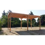 Carport toit plat en bois douglas - 6 poteaux - 350 x 650 cm cpbf
