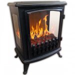 Chemine lectrique fire glass avec flamme 3d - noir chemin' arte