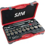 Coffret 1 / 2'' 12 pans douilles, cliquet et accessoires - 32 pi�ces sam outillage