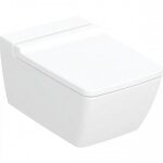 Cuvette wc suspendue carre sans bride avec abattant xeno geberit