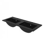 Double vasque � en c�ramique noire satin�e - 120 cm - timber aurlane