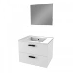 Ensemble meuble vasque salle de bain - 60 cm - 2 tiroirs - blanc - lift aurlane