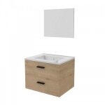 Ensemble meuble vasque salle de bain - 60 cm - 2 tiroirs - bois - lift aurlane