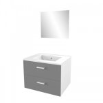 Ensemble meuble vasque salle de bain - 60 cm - 2 tiroirs - gris - lift aurlane