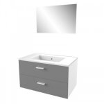 Ensemble meuble vasque salle de bain - 80 cm - 2 tiroirs - gris - lift aurlane Ensemble meuble vasque salle de bain - 80 cm - 2 tiroirs - gris - lift aurlane