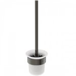 Ensemble porte - brosse et brosse wc - rond - gris magntique - conca ideal standard