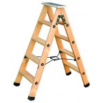 Escabeau bois double plan de monte  compas acier 4 marches + tablette outifrance