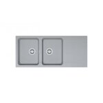 Evier  encaster en tectonite 2 cuves 1 gouttoir orion urban grey franke
