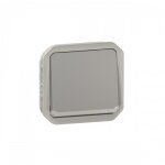 Interrupteur ou vv lumineux composable - �tanche - avec enjoliveur - gris - plexo legrand