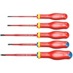 Jeu de 5 tournevis slim isol�s empreinte fente et pozidriv - atd. j5tve facom