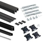 Kit pour armoire � 2 portes coulissantes � fermeture amortie placard 74 - panneau 19 mm - noir emuca