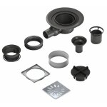 Kit siphon de sol � sortie horizontale - grille carr�e - wedi fundo dn50 wedi