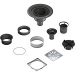 Kit siphon de sol � sortie verticale - grille carr�e - wedi fundo dn50 wedi