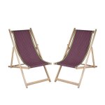 Lot de 2 chiliennes pliantes - 100 % coton - rouge - sauvelade bleu do avril paris