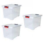 Lot de 3 boites de rangement clipstock avec couvercle - 45l - naturel eda plastiques