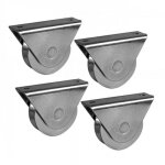 Lot de 4 roues de portail coulissant support extrieur gorge triangulaire - 100x24 torbel