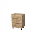 Meuble de salle de bains 3 tiroirs - 60 cm - avec pieds - timber aurlane