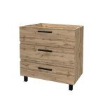 Meuble de salle de bains 80 cm - chne industriel - 3 tiroirs - tetra 80 aurlane