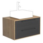 Meuble de salle de bains 80 cm - chne naturel - 2 tiroirs - dotz aurlane