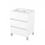 Meuble de salle de bains sur pieds - 60 cm - 3 tiroirs - blanc - atos aurlane Meuble de salle de bains sur pieds - 60 cm - 3 tiroirs - blanc - atos aurlane