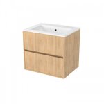 Meuble de salle de bains suspendu 60 cm - 2 tiroirs - bois - atos aurlane