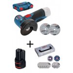Meuleuse d'angle sans - fil gws 12v - 76 + batterie 12v 2ah + 9 disques 76mm bosch Meuleuse d'angle sans - fil gws 12v - 76 + batterie 12v 2ah + 9 disques 76mm bosch