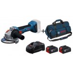 Pack meuleuse d'angle sans fil pro gws 18v - 8 125mm 06019n9000 + 2 batteries 4. 0ah + chargeur + sac ...