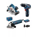 Pack perceuse visseuse sans fil 12v gsr 12v - 35 + meuleuse d'angle 125 mm 1400w gws - 0601824800 + scie ...