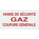Panneau r�glementaire  vanne gaz coupure g�n�rale  en pvc - �paisseur 2 mm coditherm