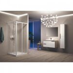 Paroi de douche coulissante - acc�s d'angle - 4 panneaux - riviera 2. 0 a 77 - 79cm novellini