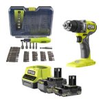 Perceuse  percussion brushless 18v one + ? + 2 batteries 2 / 4ah + 59 accessoires - rpd18bl1 - 2c42ta59 ...