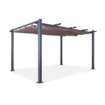 Pergola alu hero xl 3x4m toile coulissante rtractable - gris taupe avril paris