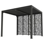 Pergola bioclimatique autoportante manuelle alu gris 2, 40x3m - moucharabieh - gris habrita
