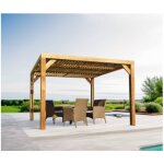 Pergola bioclimatique en bois thermauvent avec ventelles mobiles - 3, 10x3, 40 m - 10, 5 m2 habrita Pergola bioclimatique en bois thermauvent avec ventelles mobiles - 3, 10x3, 40 m - 10, 5 m2 habrita