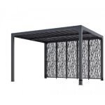 Pergola bioclimatique avec ventelles et 5 panneaux moucharabieh - 3, 60x3, 00 m - 10, 80 m2 habrita