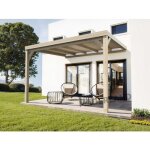 Pergola couverte adosse bois reims 6 x 3m maderland