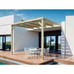 Pergola semi - couverte bois montpellier adosse 500 x 400 maderland