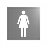 Pictogramme mural autocollant en inox 304 satiné pour sanitaires - silhouette femme delabie Pictogramme mural autocollant en inox 304 satiné pour sanitaires - silhouette femme delabie