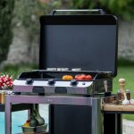 Plancha gaz 3 brleurs fusion 75 + couvercle noir eno