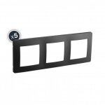 Plaque 3 postes - horizontale ou verticale - noir - bote de 5 - caly debflex