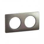 Plaque de finition m�tal c�liane - 2 postes - acier satin� legrand
