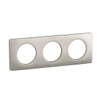 Plaque de finition m�tal c�liane - 3 postes - alu satin� legrand