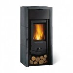 Pole  bois 6, 0 kw avec porte - bches et revtement pierre vulcan - asia bii la nordica extraflame ...