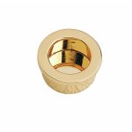 Poign�e de meuble cuvette ronde en laiton - dor� estamp