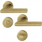Poignes de porte sur rosaces amsterdam c7 - laiton dor satin - condamnation hoppe